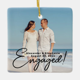 Betrokken script Verloving foto dubbelzijdig Keramisch Ornament