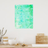 "Betrokken" Turquoise en groene Abstracte kunst Poster (Keuken)