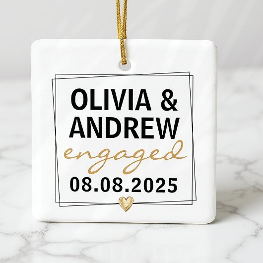 Betrokken zwart-gouden script Fotoherinnering Keramisch Ornament