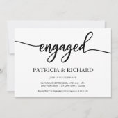 Betrokkenheid Party Chique Kalligrafie Zwart-wit Kaart (Voorkant)