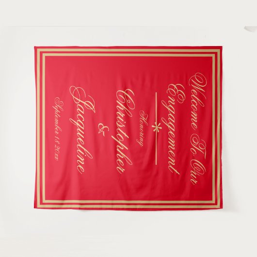 Betrokkenheid Party Chique PhotoBooth Rood Goud Ac Wandkleed (Voorkant (horizontaal))