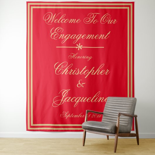 Betrokkenheid Party Chique PhotoBooth Rood Goud Ac Wandkleed (In situ)