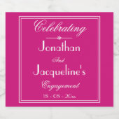 Betrokkenheid Party Chique Script Elegant Magenta Sparkling Wijnetiket (Enkel label)