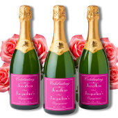 Betrokkenheid Party Chique Script Elegant Magenta Sparkling Wijnetiket