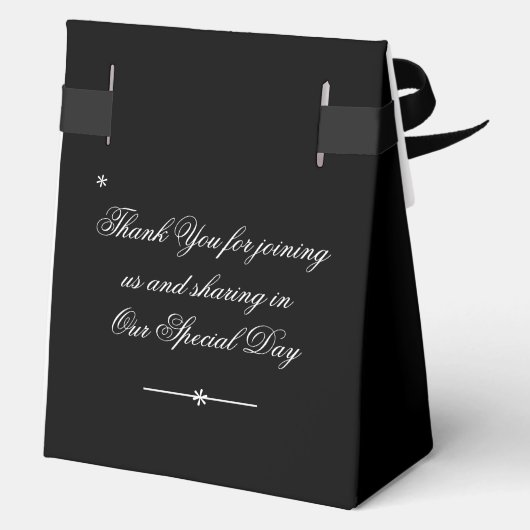 Betrokkenheid Party Chique Script Namen Elegant Zw Bedankdoosjes (Achterkant)