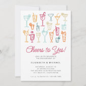 Betrokkenheid Party Cocktail Moderne Hand Tekening Kaart (Voorkant)