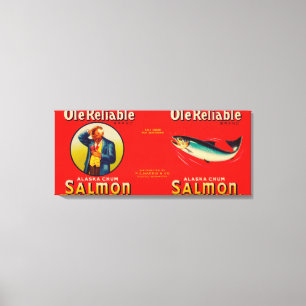 Betrouwbaar merk Salmon Label- Seattle, WA Canvas Afdruk