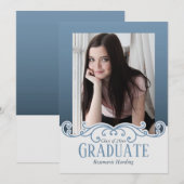 Betrouwbare Blue Photo Lijst Invitation Kaart (Voorkant / Achterkant)