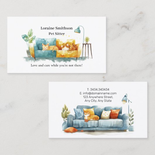 Betrouwbare CAT Sitter Care Schattige en Kawaii Visitekaartje (Voorkant / Achterkant)