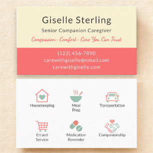 Betrouwbare Home Help Senior Caregiver Branding Visitekaartje