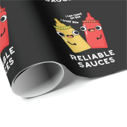 Betrouwbare Sauces Funny Food Pun Dark BG Cadeaupapier (Rol Hoek)