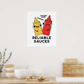 Betrouwbare Sauces Funny Food Pun Poster (Keuken)
