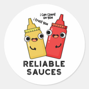 Betrouwbare Sauces Funny Food Pun Ronde Sticker