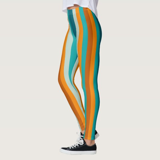 Betrouwbare strips Vertical Aqua Oranje Rust Leggings (Links)