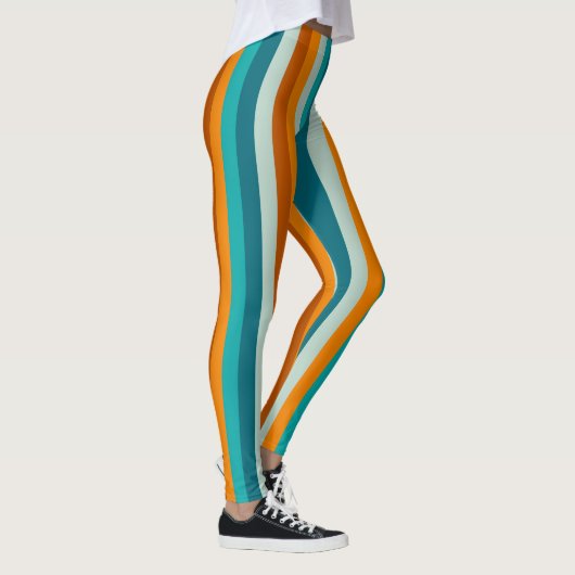 Betrouwbare strips Vertical Aqua Oranje Rust Leggings (Rechts)