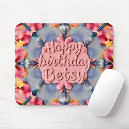 BETSY ~ Floral Birthday Greeting ~ Muismat (Met muis)