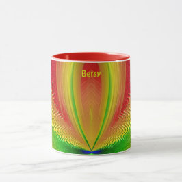 BETSY ~ GLOSSY 3D Green Red Yellow CHRISTMAS Mok