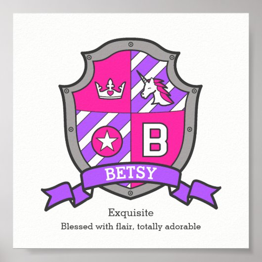 Betsy-naam betekent eenhoorn letter B, crest poste Poster (Voorkant)