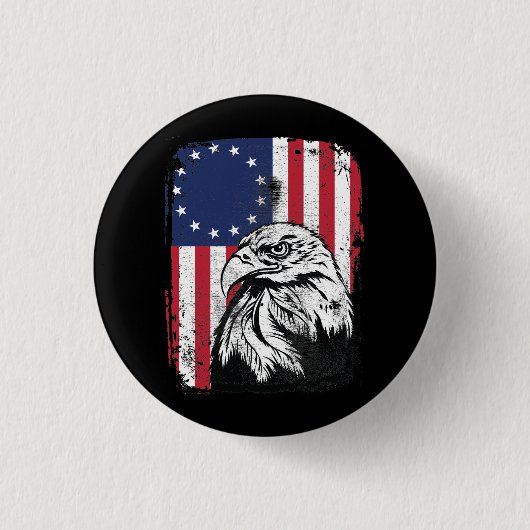 Betsy Ross 13 Star American Flag Eagle Ronde Button 3,2 Cm (Voorkant)