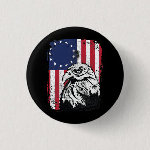 Betsy Ross 13 Star American Flag Eagle Ronde Button 3,2 Cm
