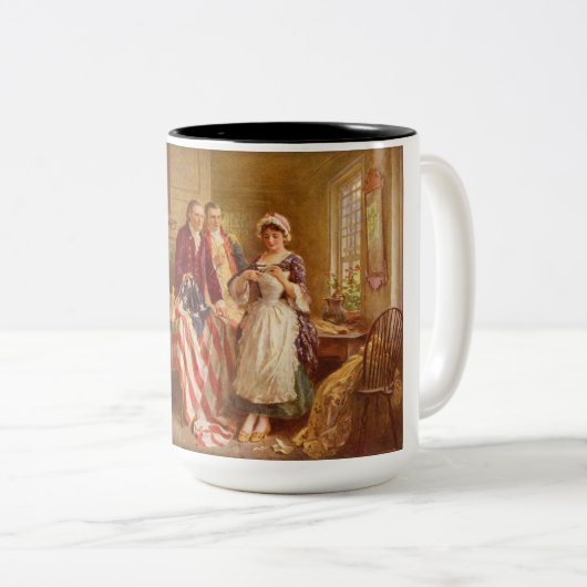 Betsy Ross, 1777 (Amerikaanse geschiedenis) (Veren Tweekleurige Koffiemok (Voorkant rechts)