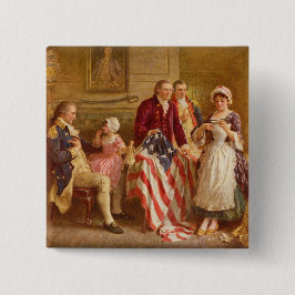 Betsy Ross, 1777 (Amerikaanse geschiedenis) (Veren Vierkante Button 5,1 Cm