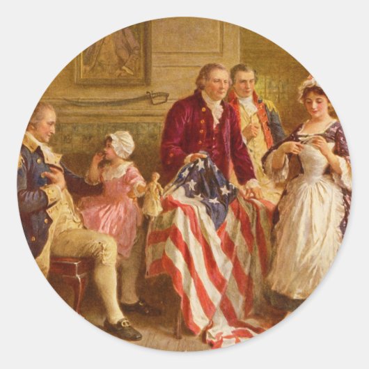 Betsy Ross 1777 van Jean Leon Gerome Ferris Ronde Sticker (Voorkant)