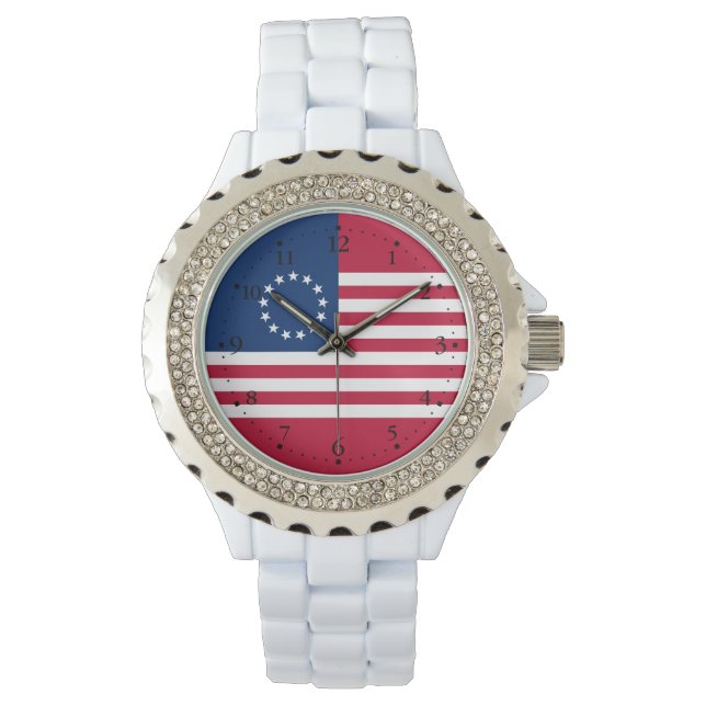 Betsy Ross American Flag Horloge (Voorkant)
