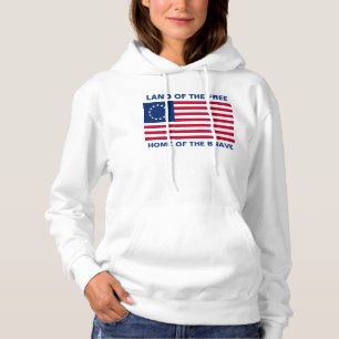 Betsy Ross American Flag Patriotic Red Blue Hoodie