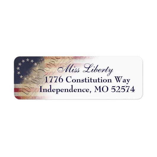  Betsy Ross American Flag Return Etiket (Voorkant)