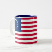 Betsy Ross American Flag Tweekleurige Koffiemok (Voorkant links)