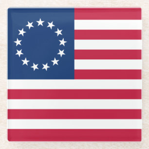 Betsy Ross Amerikaanse vlag Glazen Onderzetter