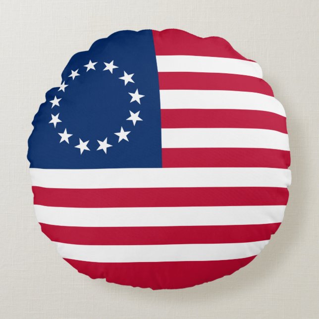 Betsy Ross Amerikaanse vlag Rond Kussen (Voorkant)