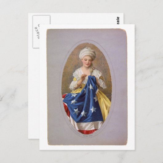 Betsy Ross, c1908, G. Liebscher Briefkaart (Voorkant / Achterkant)