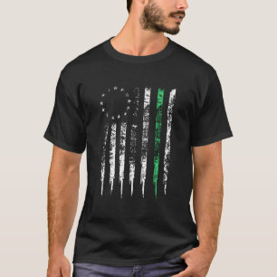 Betsy Ross Dunne Groene Lijn Distressed US Vlag Gi T-shirt
