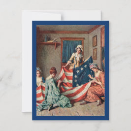 Betsy Ross en creatie van de Amerikaanse vlag Feestdagenkaart