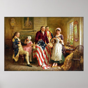 Betsy Ross en Generaal George Washington Poster
