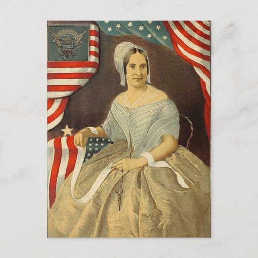 Betsy Ross First American Flag  Portret US Briefkaart (Voorkant)