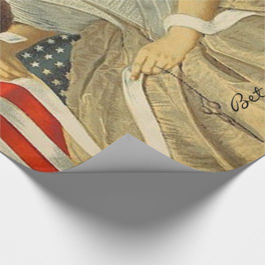 Betsy Ross First American Flag  Portret US Cadeaupapier (Hoek)
