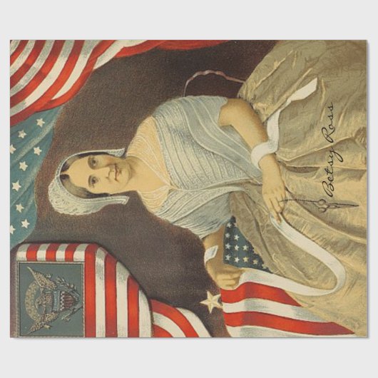 Betsy Ross First American Flag  Portret US Cadeaupapier (Vlak)