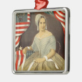 Betsy Ross First American Flag  Portret US Metalen Ornament (Links)