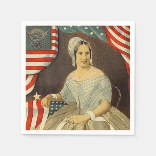 Betsy Ross First American Flag  Portret US Servetten (Voorkant)