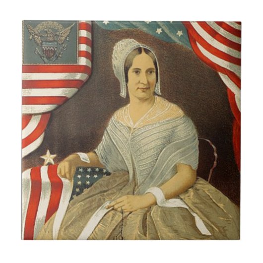 Betsy Ross First American Flag  Portret US Tegeltje (Voorkant)