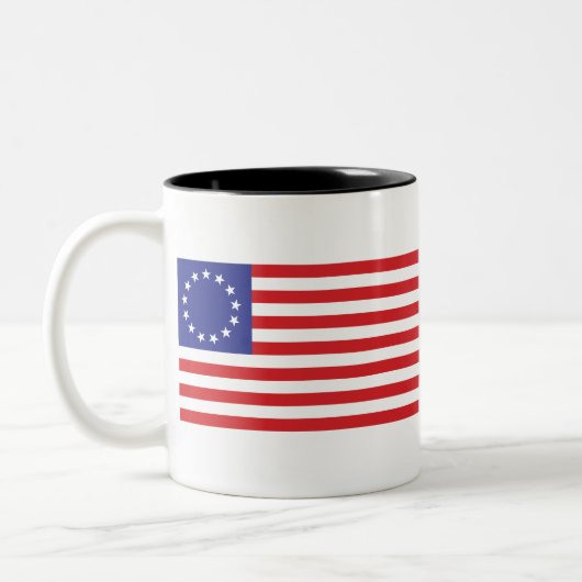 Betsy-Ross-Flag.-1776 Tweekleurige Koffiemok (Links)
