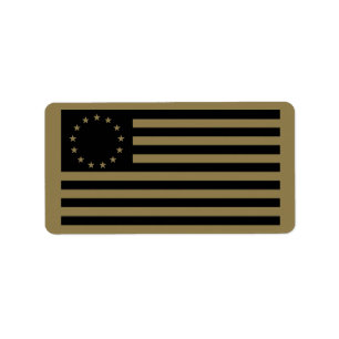 Betsy Ross Flag, Black Line Art Etiket