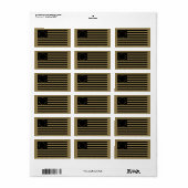 Betsy Ross Flag, Black Line Art Etiket (Full Sheet)