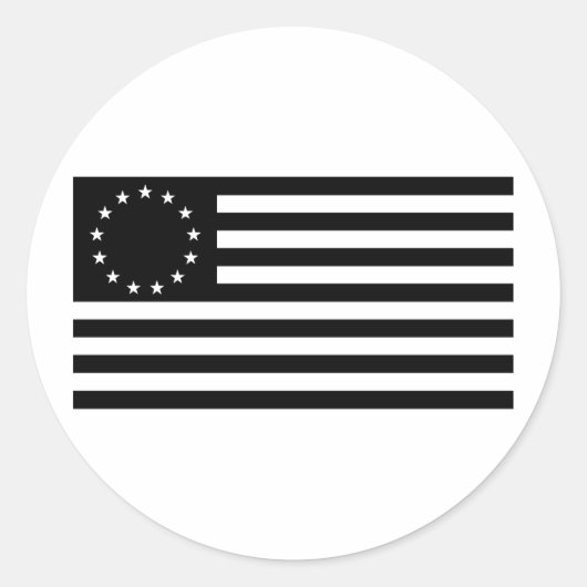 Betsy Ross Flag, Black Line Art Ronde Sticker (Voorkant)