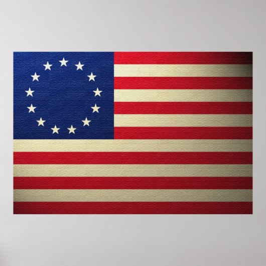 Betsy Ross Flag Canvased Antiqued Poster (Voorkant)