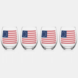 Betsy Ross Flag Design Drinkware Set Wijnglas Zonder Voet