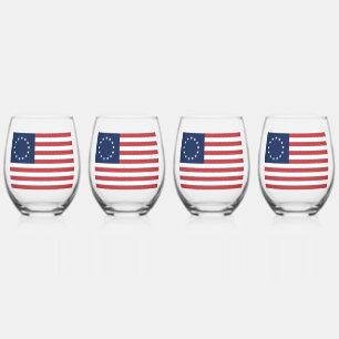 Betsy Ross Flag Design Drinkware Set Wijnglas Zonder Voet